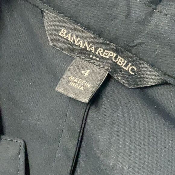 BANANA REPUBLIC BAND WAIST COTTON POPLIN BLACK MIDI DRESS Size 4 - Picture 7 of 7